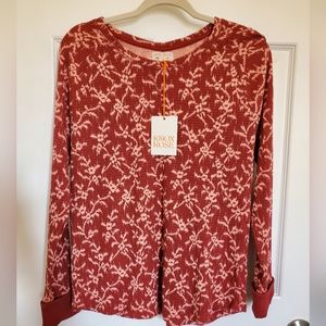 🌞3 for $30 Knoxx Rose printed rusty knotted top sz XL